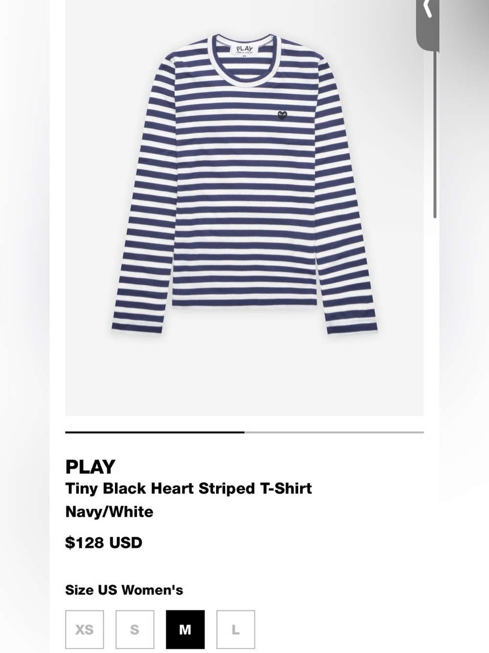 Comme des Garçons Play Navy and White Striped Long-Sleeve Tee